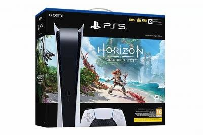PS5 - 825 Go - Blanc - Edition Digital + Horizon Forbidden West